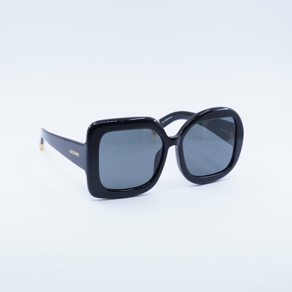 Jacquemus CARRE ROND JAC/10 C1 Sunglasses Black Geometric Frame, Grey Lenses - Picture 2 of 12